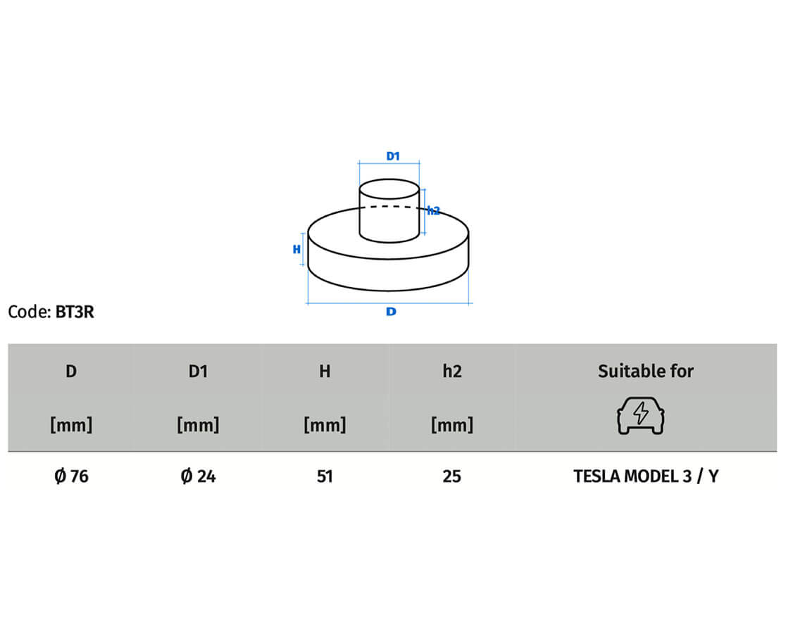 Rondo BT3R - 51+25mm TESLA gumeni adapter - Slika 2