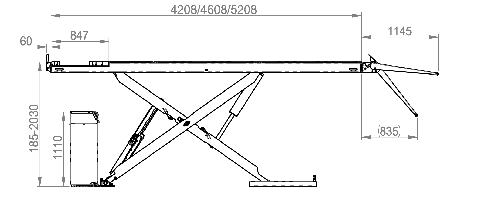 Mondolfo Ferro Titan X575C-CT – 5500 kg, za geometriju kotača – na pod - Slika 2